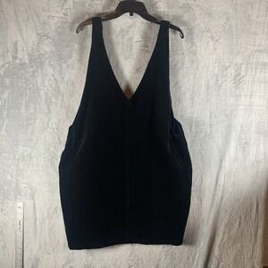 Modcloth Women's Jumper Overalls Skirt 2X Plus Black Corduroy Pockets Skater